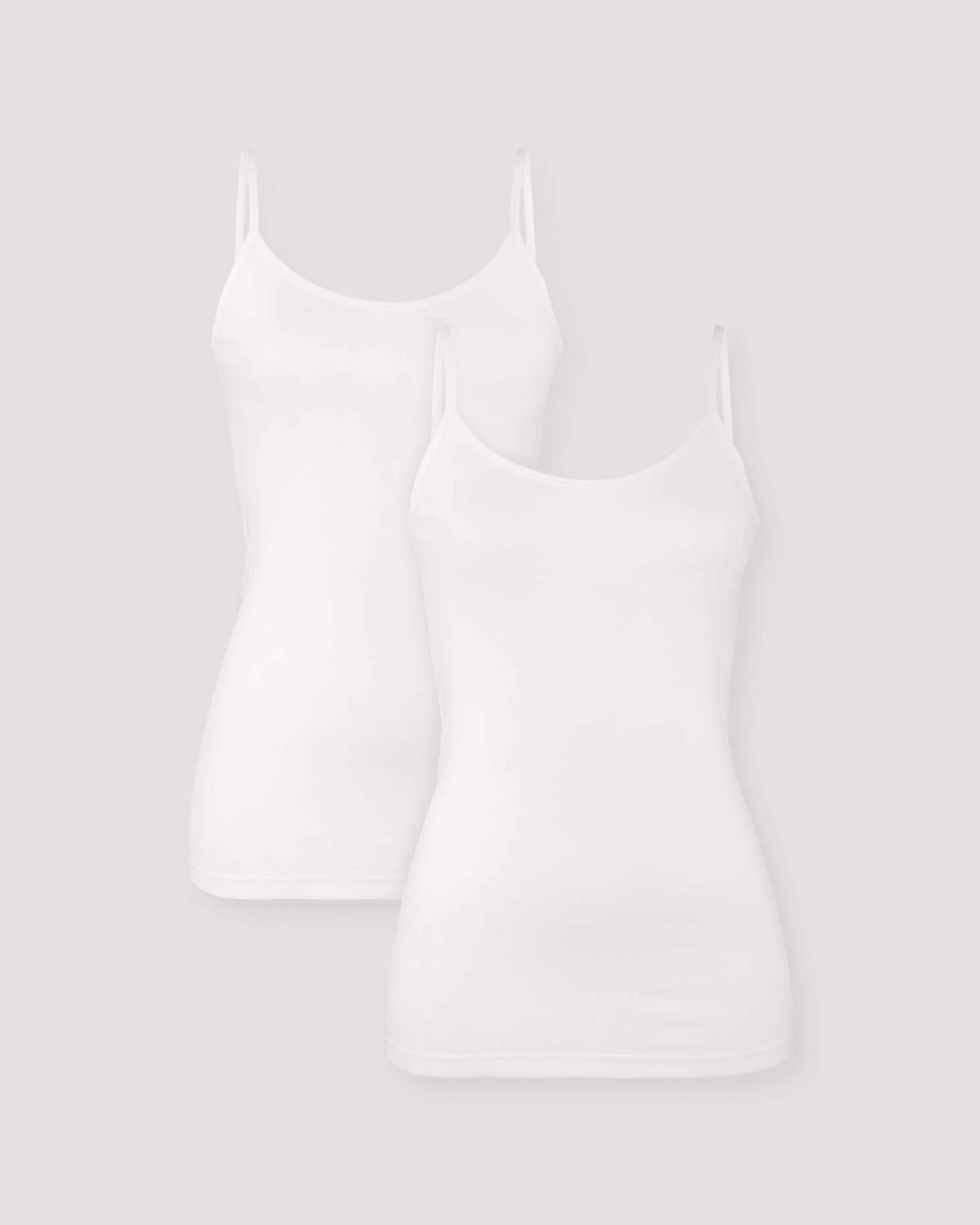 hessnatur Damen Spaghetti-Top im 2er-Pack PURE COTTON aus Bio-Baumwolle - weiß - Größe 40 – Ansicht 3