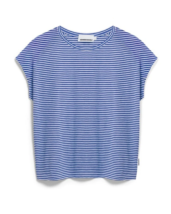 ARMEDANGELS - Women's Slub Jersey Stripe - T-Shirt Gr XL blau/lila