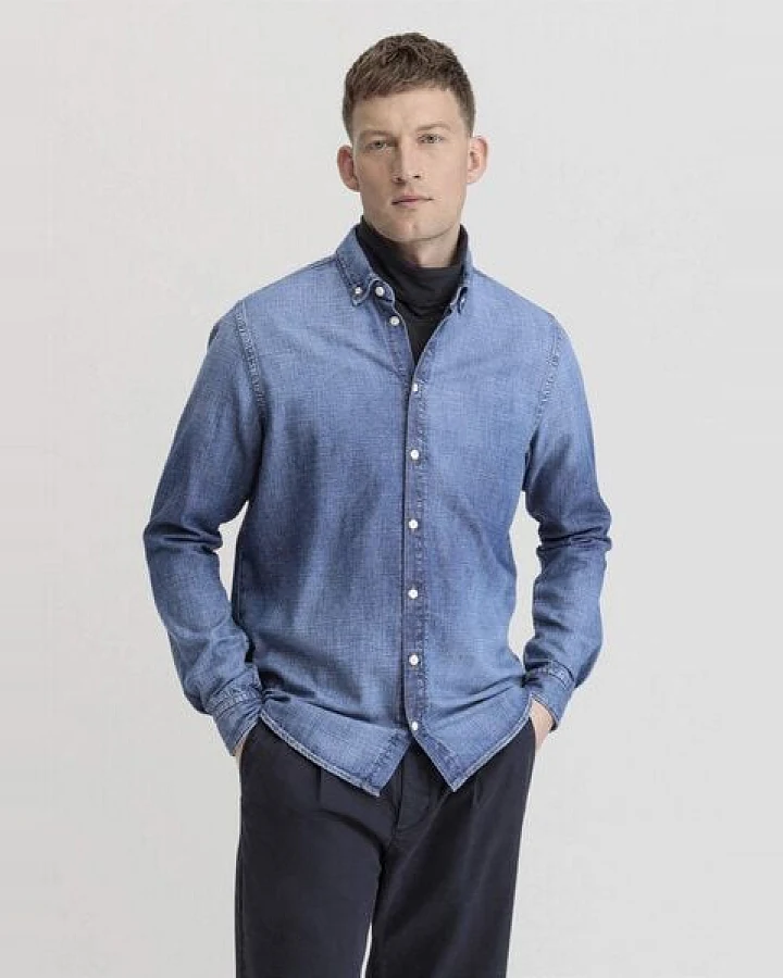 hessnatur Jeans Hemd Regular aus reinem Bio-Denim