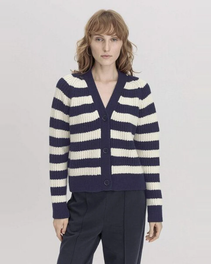 hessnatur Strickjacke Streifen Relaxed aus Bio-Merinowolle mit Bio-Baumwolle