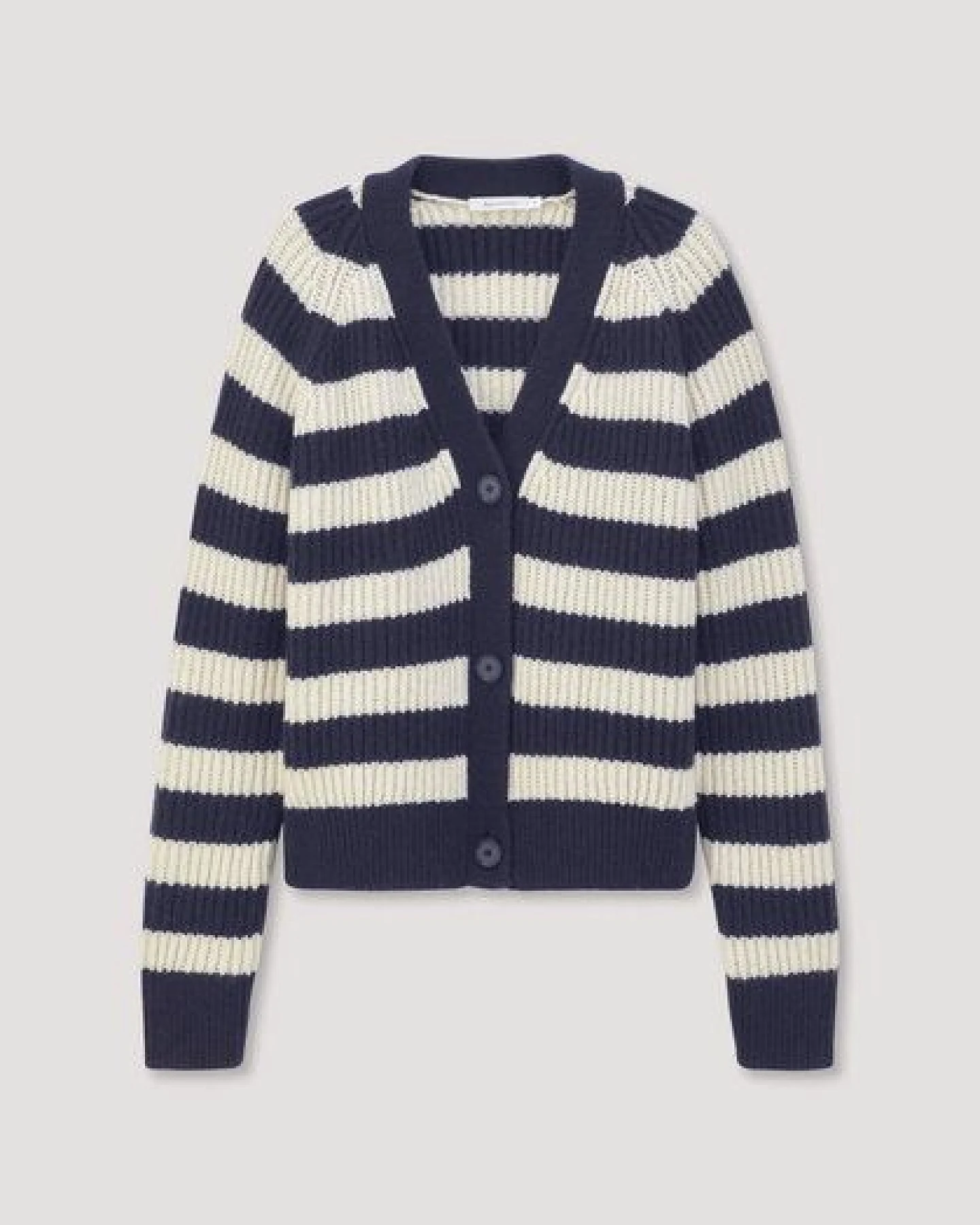 hessnatur Strickjacke Streifen Relaxed aus Bio-Merinowolle mit Bio-Baumwolle – Ansicht 4