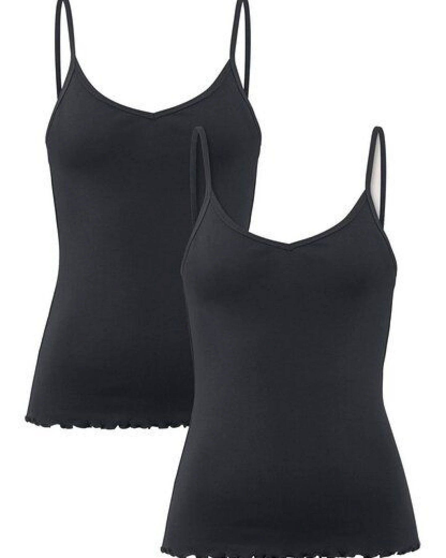 hessnatur Spaghetti-Top V-Neck Fitted 2er-Set PURE NATURE aus reiner Bio-Baumwolle – Ansicht 2