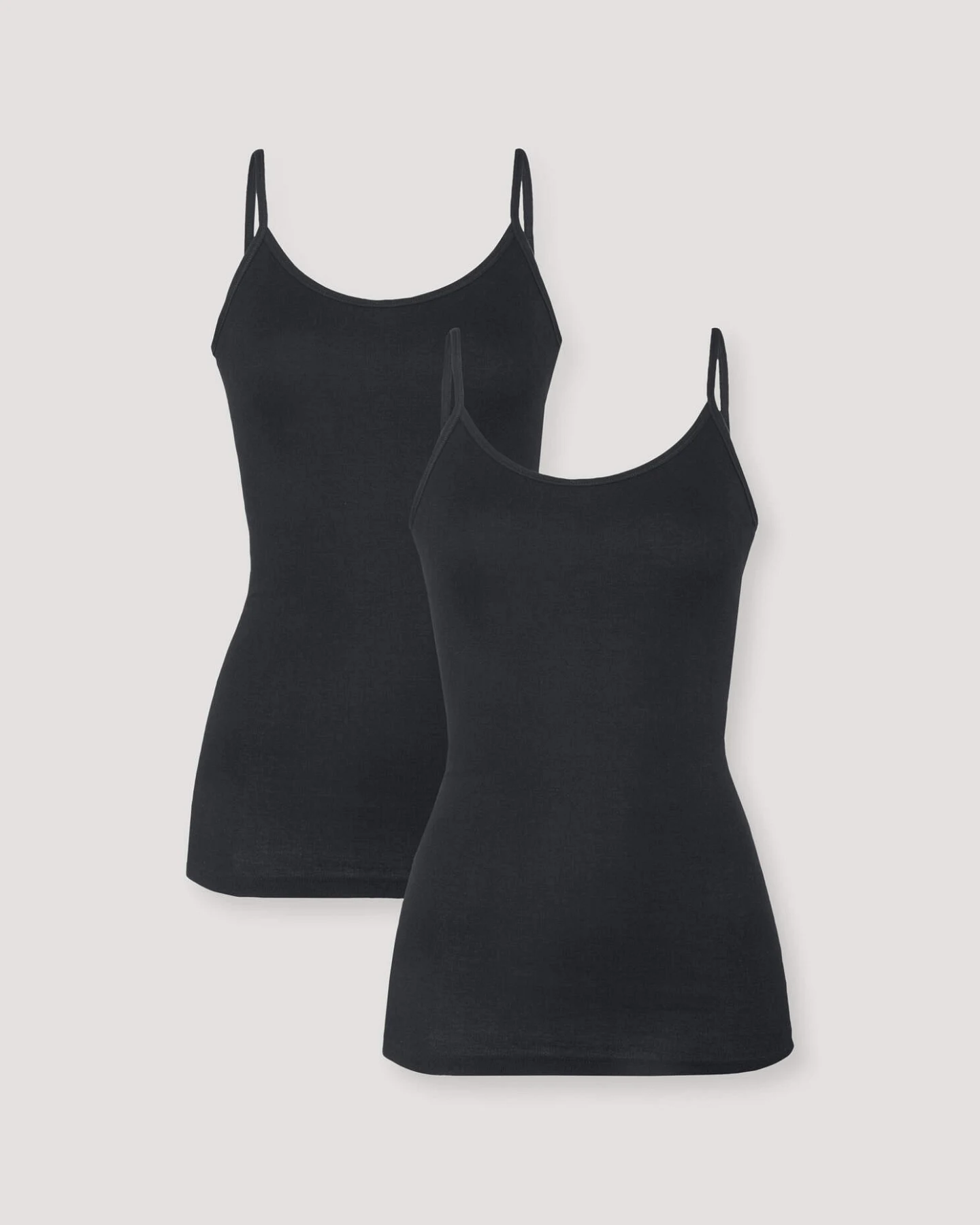 hessnatur Damen Spaghetti-Top im 2er-Pack PURE COTTON aus Bio-Baumwolle - schwarz - Größe 36 – Ansicht 4