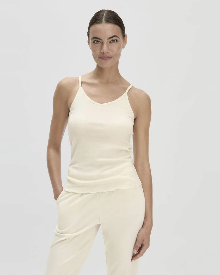 hessnatur Damen Spaghetti Top V-Neck im 2er-Pack PURE COTTON aus Bio-Baumwolle - natur - Größe 36