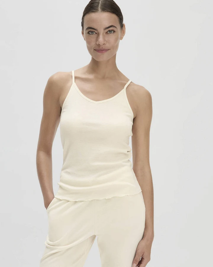 hessnatur Damen Spaghetti Top V-Neck im 2er-Pack PURE COTTON aus Bio-Baumwolle - natur - Größe 36