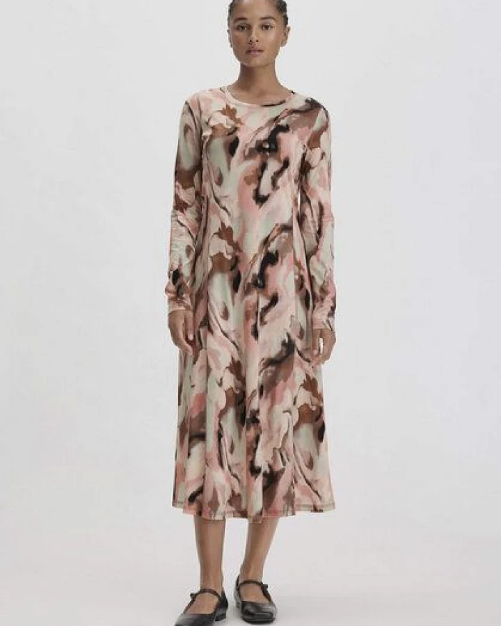 hessnatur Print Premium Light Jersey Kleid Midi Slim aus reiner Bio-Baumwolle