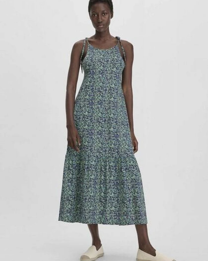 hessnatur Print Jersey Kleid Midi Relaxed aus reiner Bio-Baumwolle