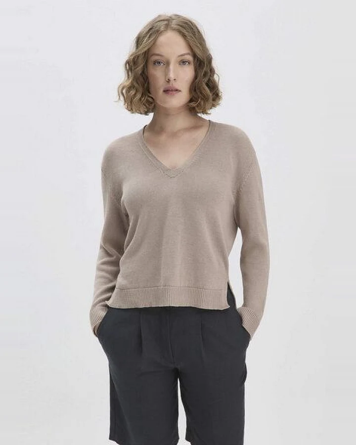 hessnatur Strick Pullover Relaxed aus Bio-Baumwolle mit edlem Leinen