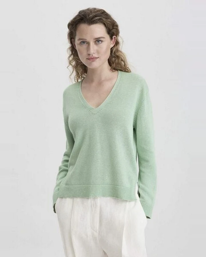 hessnatur Strick Pullover Relaxed aus Bio-Baumwolle mit edlem Leinen
