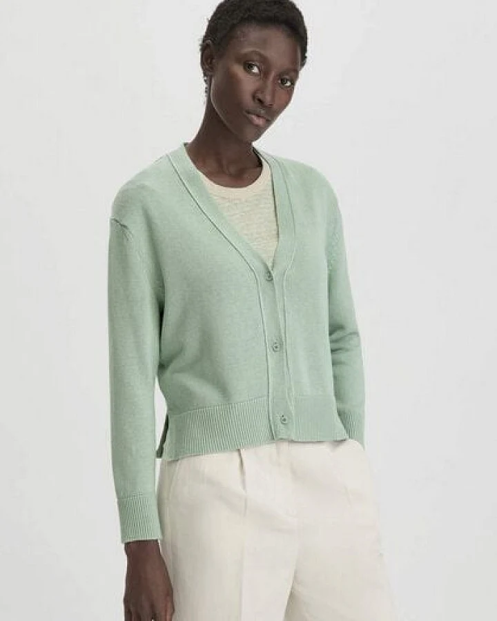 hessnatur Strick Jacke Relaxed aus reiner Bio-Baumwolle mit edlem Leinen