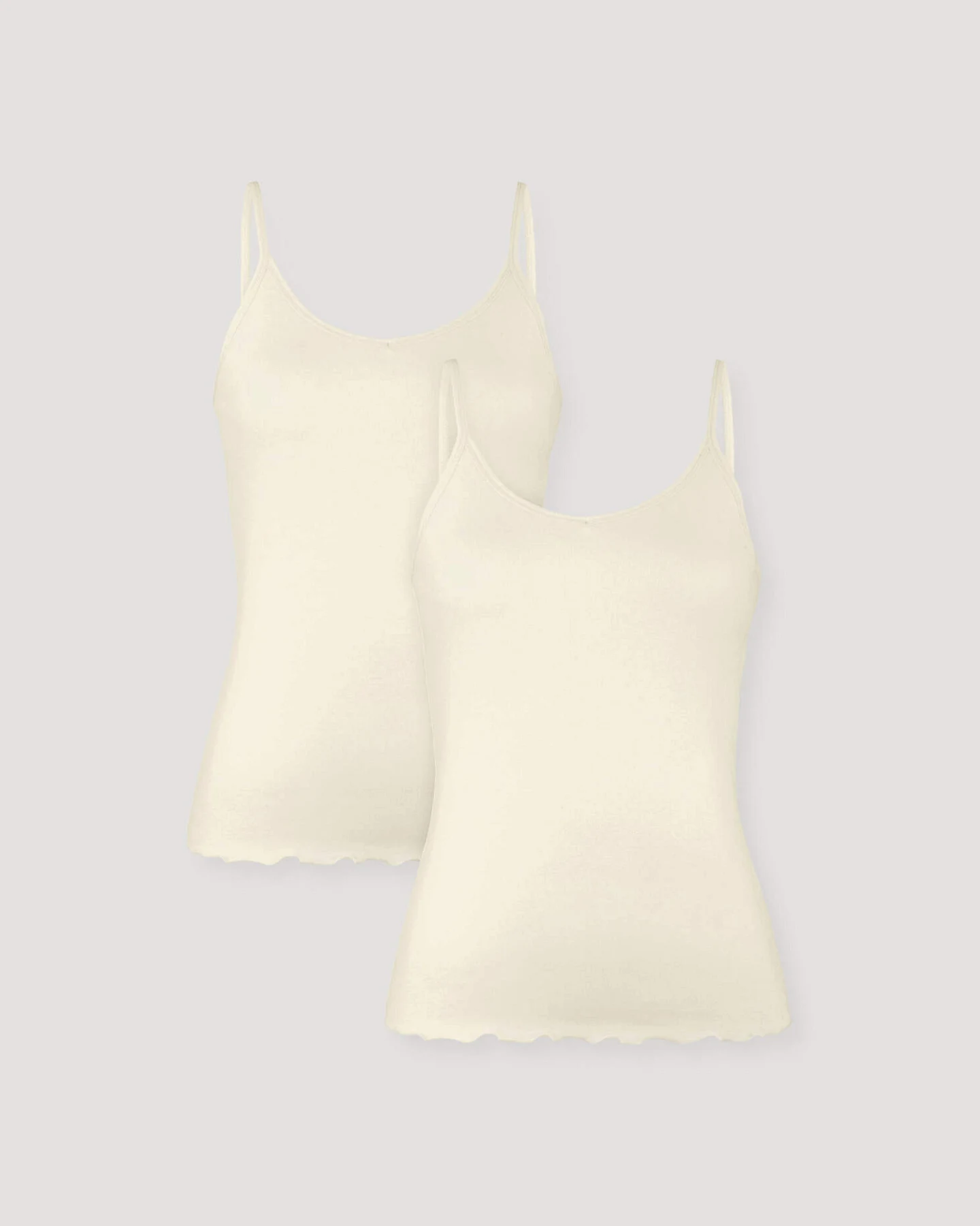 hessnatur Damen Spaghetti Top V-Neck im 2er-Pack PURE COTTON aus Bio-Baumwolle - natur - Größe 44 – Ansicht 3