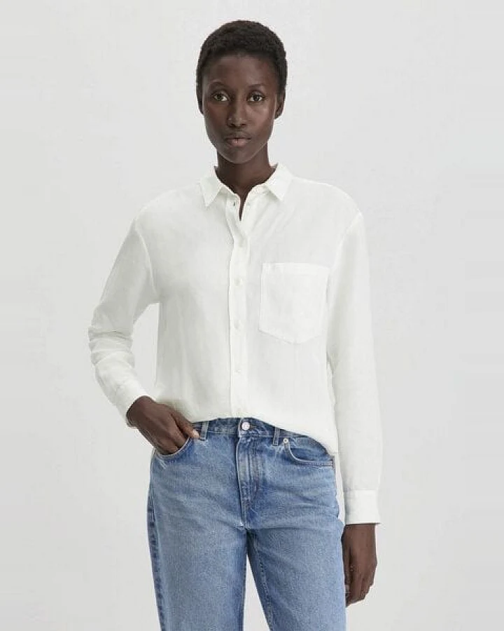 hessnatur Bluse Relaxed aus weichem aus TENCEL Lyocell mit Leinen