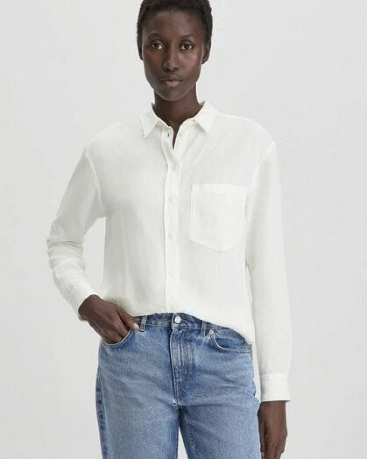 hessnatur Bluse Relaxed aus weichem aus TENCEL Lyocell mit Leinen