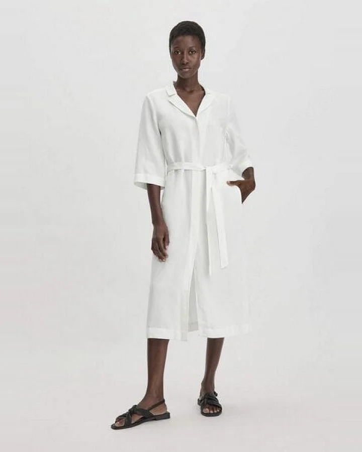 hessnatur Kleid Midi Relaxed aus TENCEL Lyocell mit Leinen