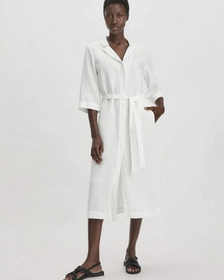 hessnatur Kleid Midi Relaxed aus TENCEL Lyocell mit Leinen