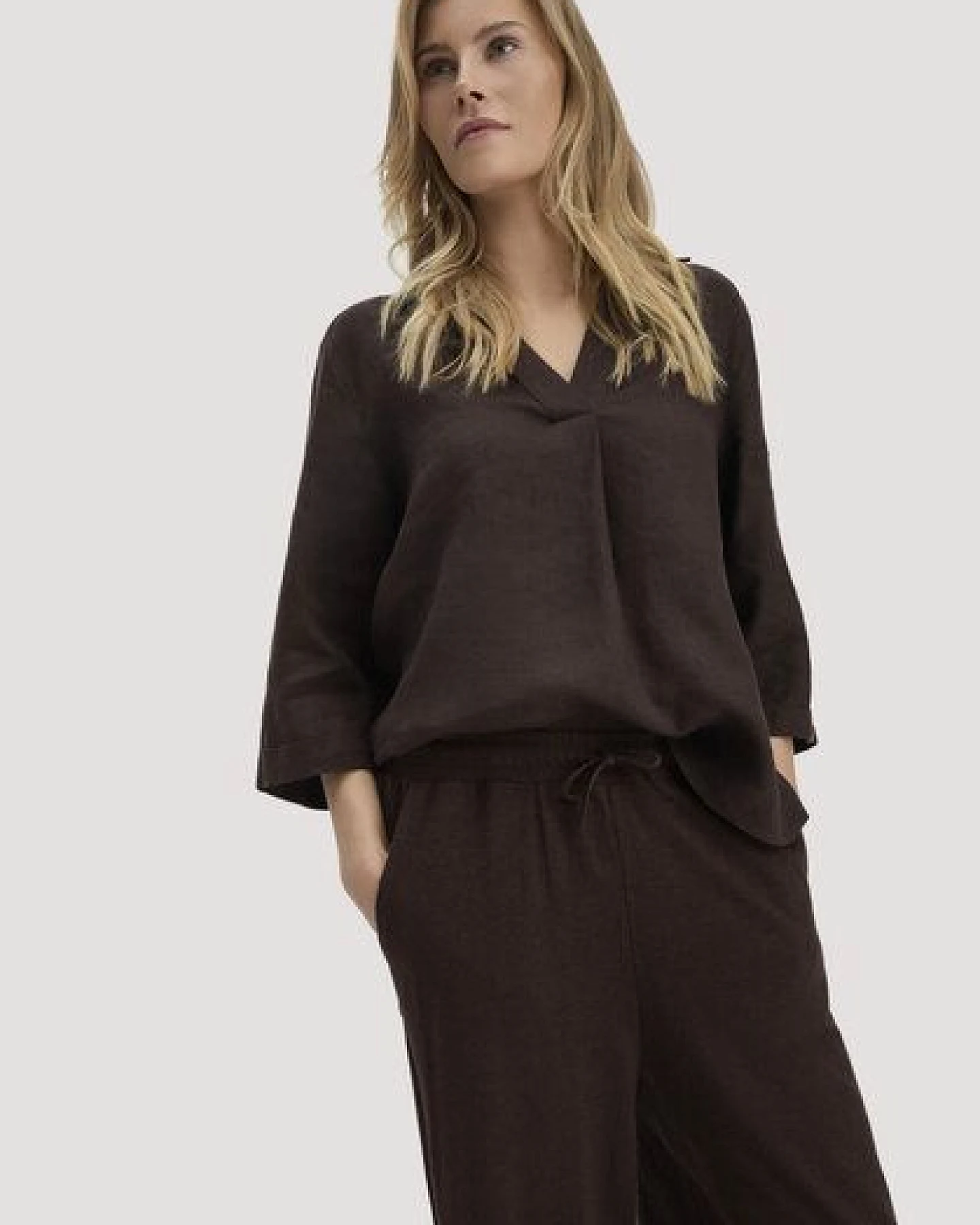 hessnatur Jersey Hose Wide Leg Relaxed aus reiner Bio-Baumwolle mit Leinen – Ansicht 2