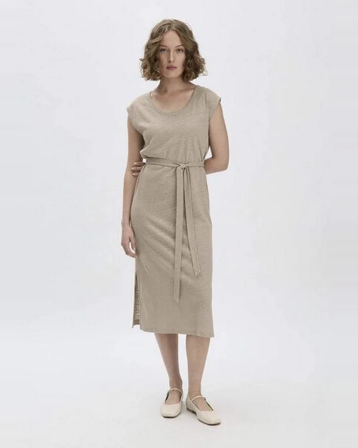 hessnatur Jersey Kleid Midi Relaxed aus Leinen und Bio-Baumwolle