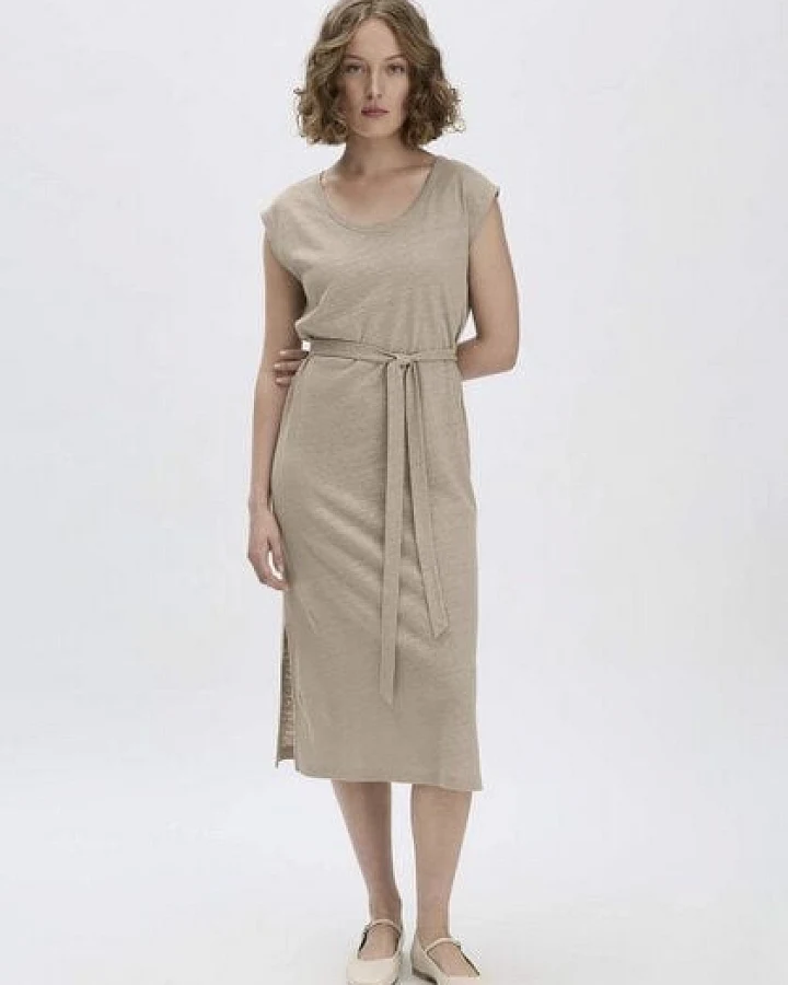 hessnatur Jersey Kleid Midi Relaxed aus Leinen und Bio-Baumwolle