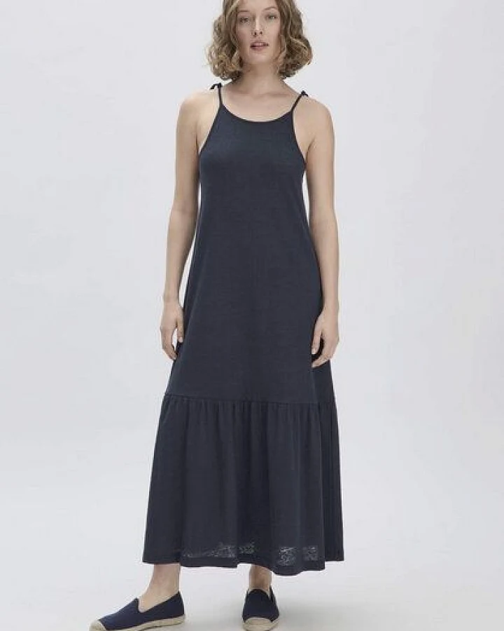 hessnatur Jersey Kleid Midi Relaxed aus reiner Bio-Baumwolle mit Leinen