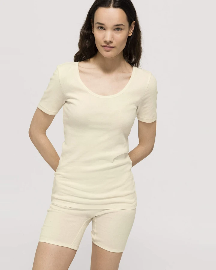 hessnatur Damen T-Shirt Rundhals PURE NATURE aus Bio-Baumwolle - natur - Größe 34