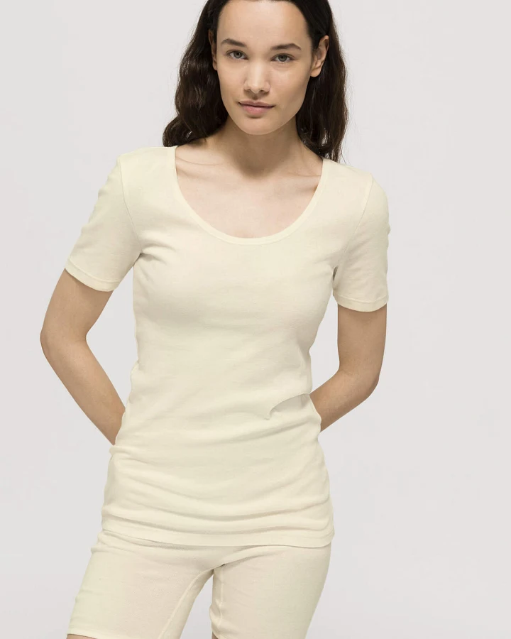 hessnatur Damen T-Shirt Rundhals PURE NATURE aus Bio-Baumwolle - natur - Größe 34