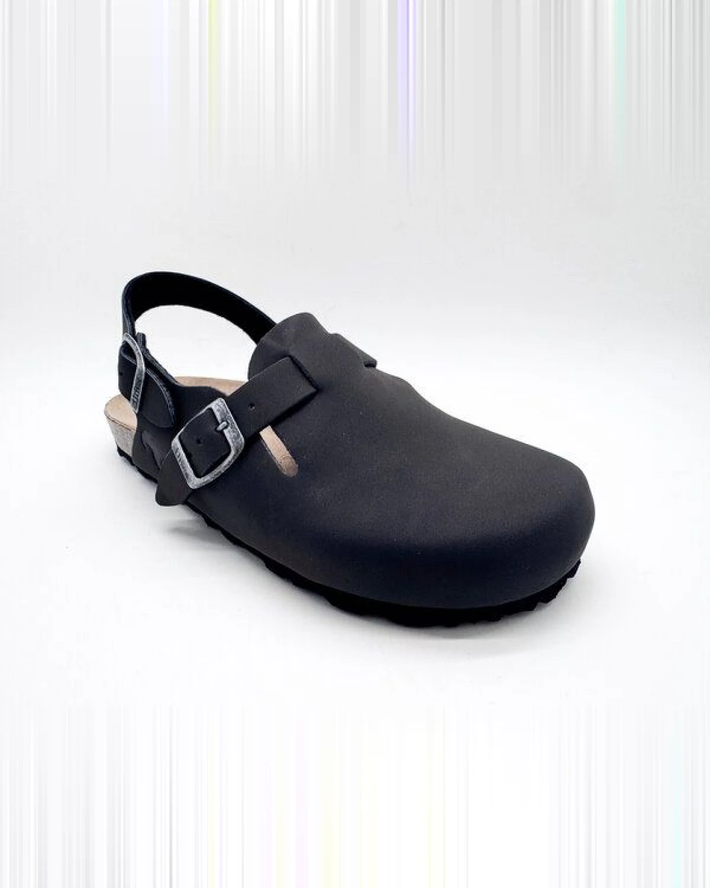 Vegane thies ® Eco Bio Backstrap Clogs aus rec. PET mit Kork-Tieffussbett – Ansicht 3
