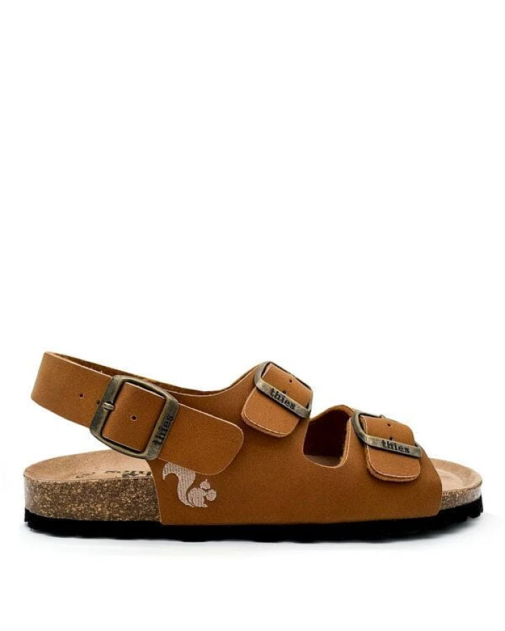 Vegane thies ® Eco Bio Backstrap Sandale aus rec. PET mit Kork-Tieffussbett