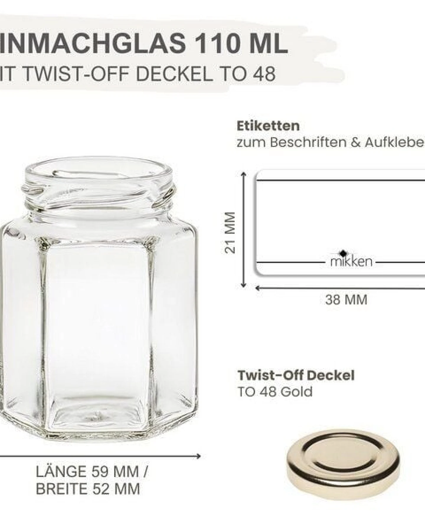 mikken 20 kleine Marmeladengläser 110 ml kleine Einmachgläser mit Schraubdeckel – Ansicht 3