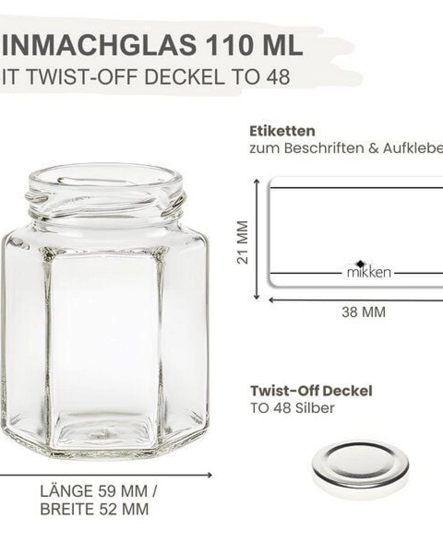 mikken 20 kleine Marmeladengläser 110 ml kleine Einmachgläser mit Schraubdeckel – Ansicht 3