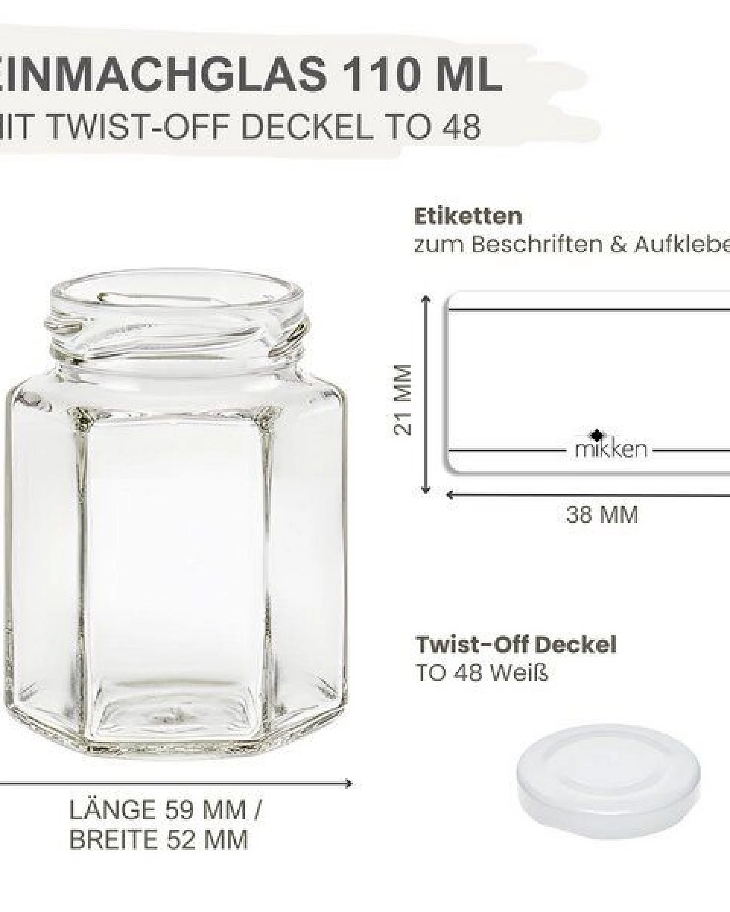 mikken 20 kleine Marmeladengläser 110 ml kleine Einmachgläser mit Schraubdeckel – Ansicht 2