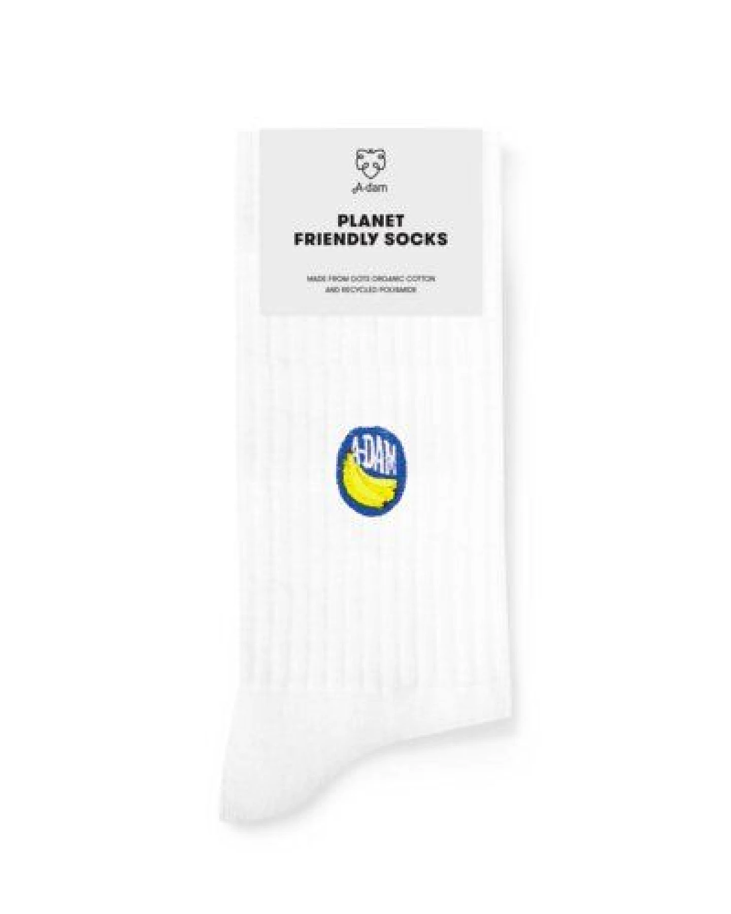 A-Dam Weiße Sport-Socken Crew Banana Sticker – Ansicht 2