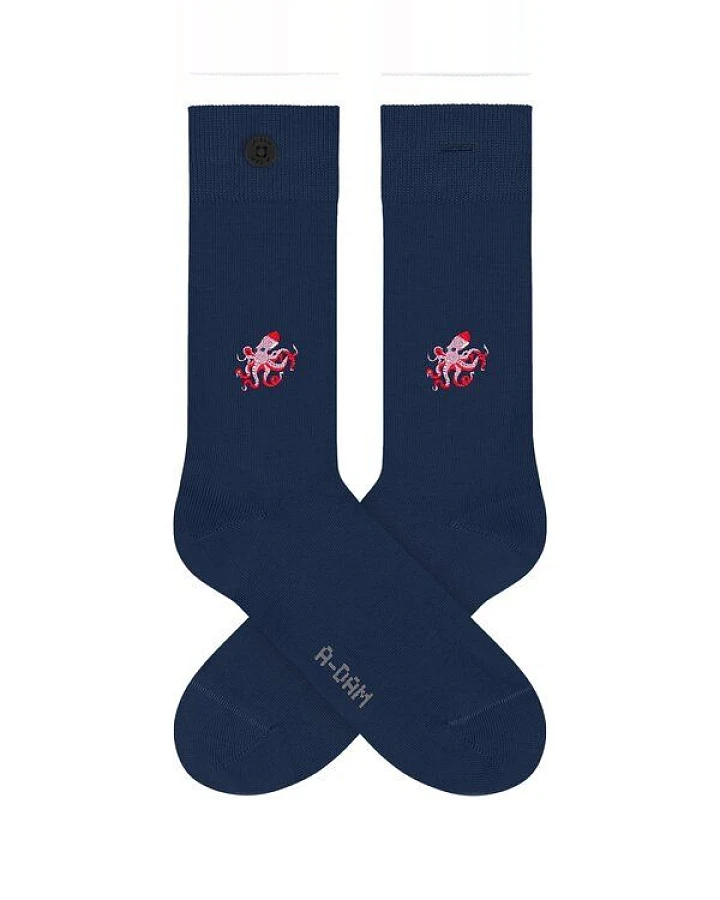 A-Dam Dunkelblaue Socken Octopus