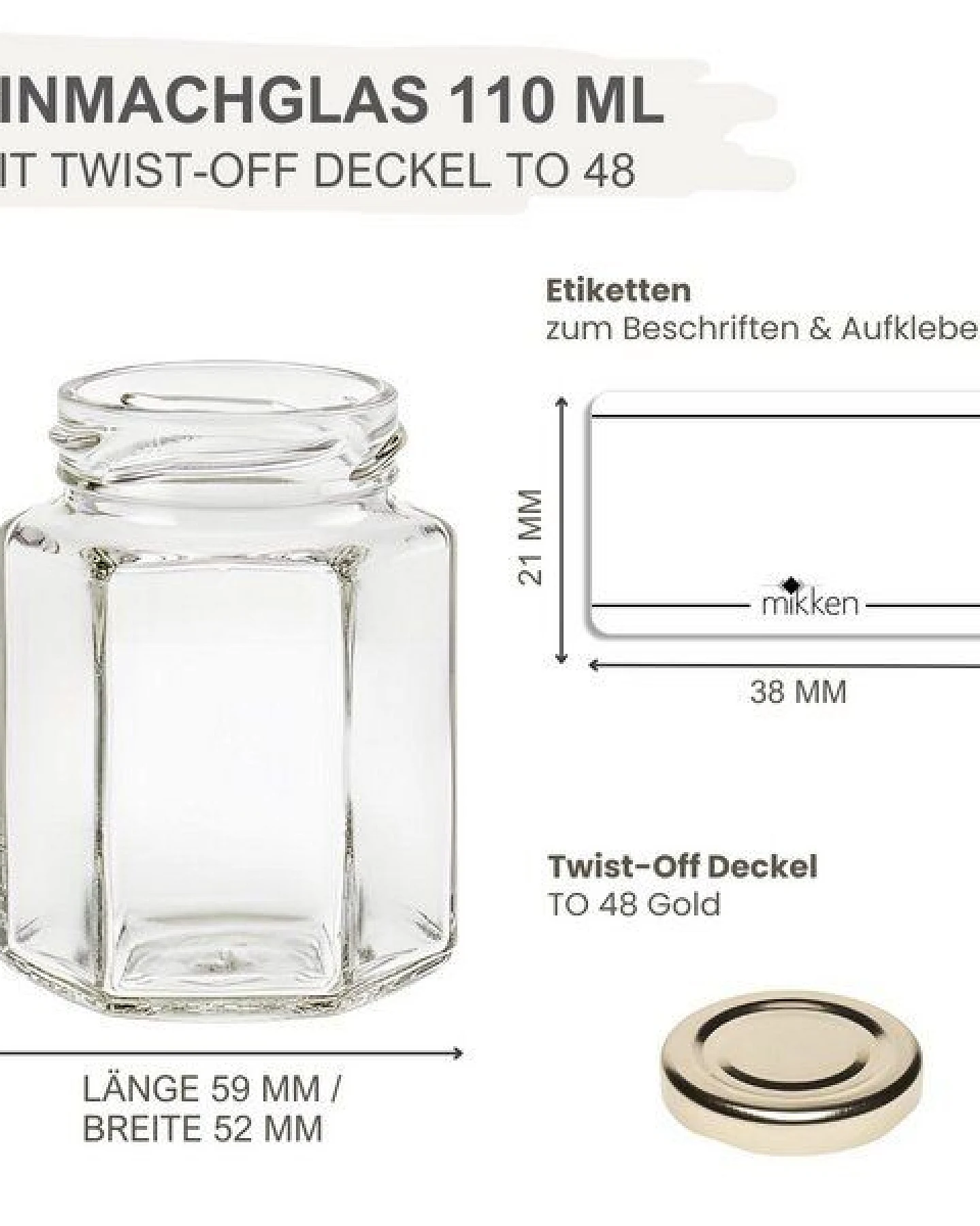 mikken 100 kleine Marmeladengläser 110 ml kleine Einmachgläser mit Schraubdeckel – Ansicht 3