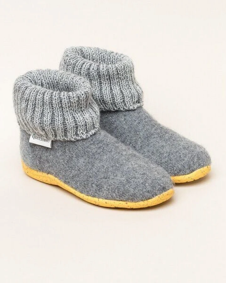 Gottstein Kinder Hüttenschuh Alpine Boot RU - Aus reiner Bio-Schafwolle für Jungen & Mädchen mit Gummisohle - Hausschuh Made in Tirol