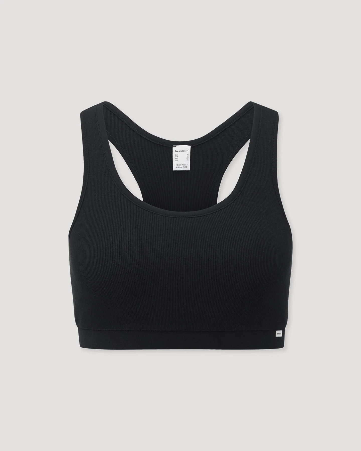 hessnatur Damen Bustier Racerback SOFT RIB aus Bio-Baumwolle - schwarz - Größe 44 – Ansicht 4