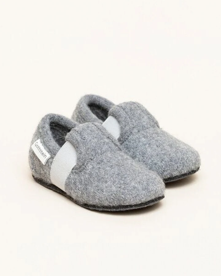 Gottstein Alpine Runner Kinder-Hausschuh aus 100% Schurwolle - Filzhausschuh für Kinder mit Gummizug & Rutschfester Sohle - Perfekt für Kindergarten & Kita