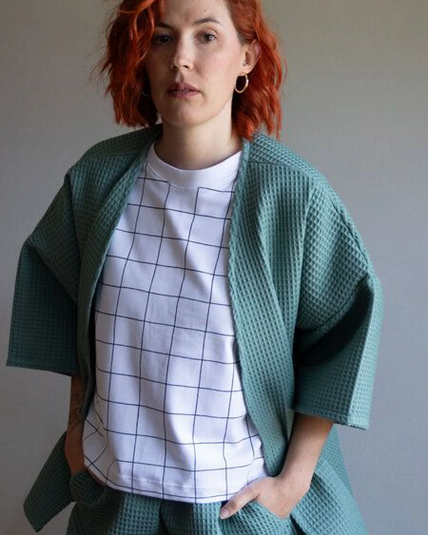 Ecostories Oversize Kimono Waffel – Ansicht 2