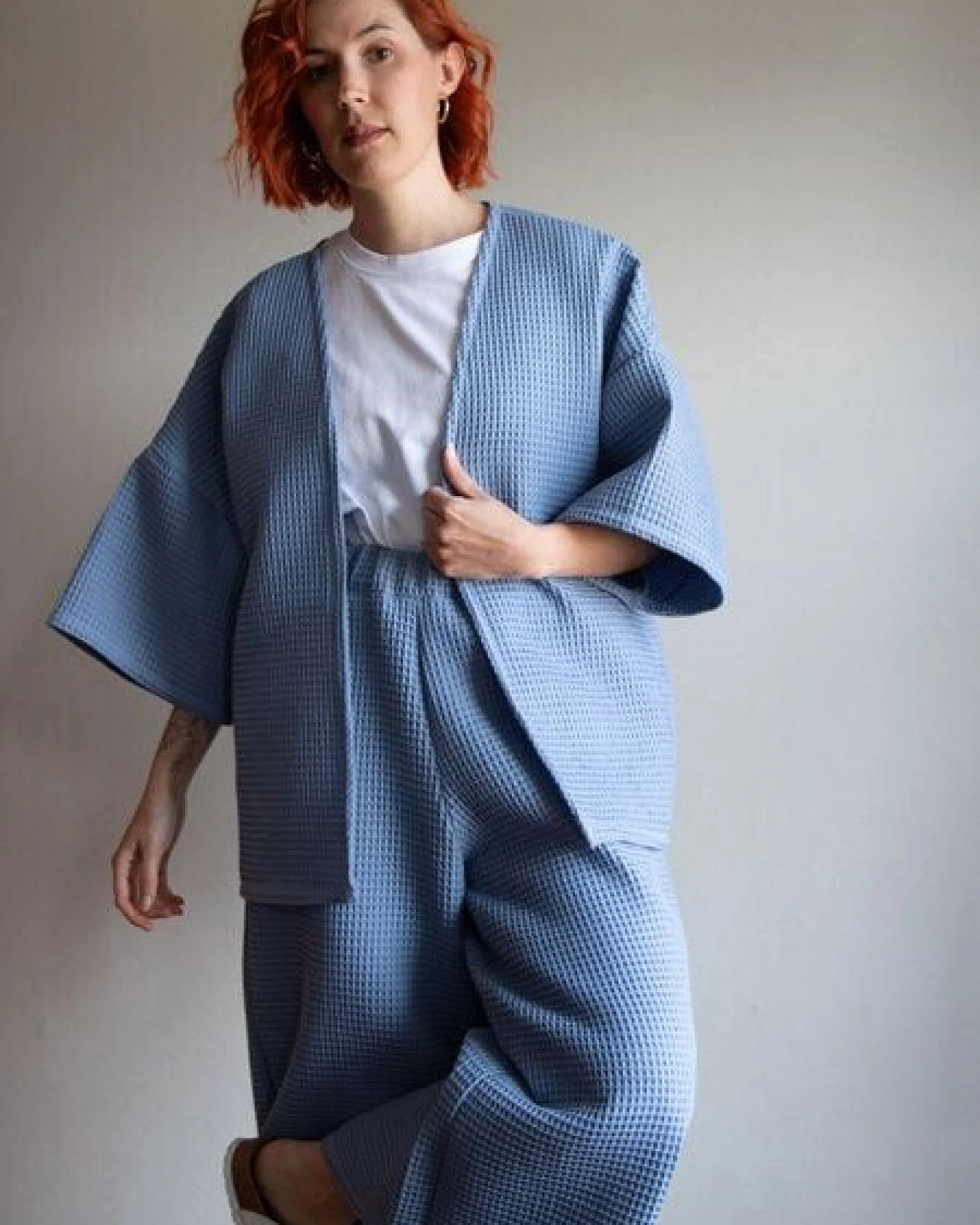 Ecostories Oversize Kimono Waffel – Ansicht 3