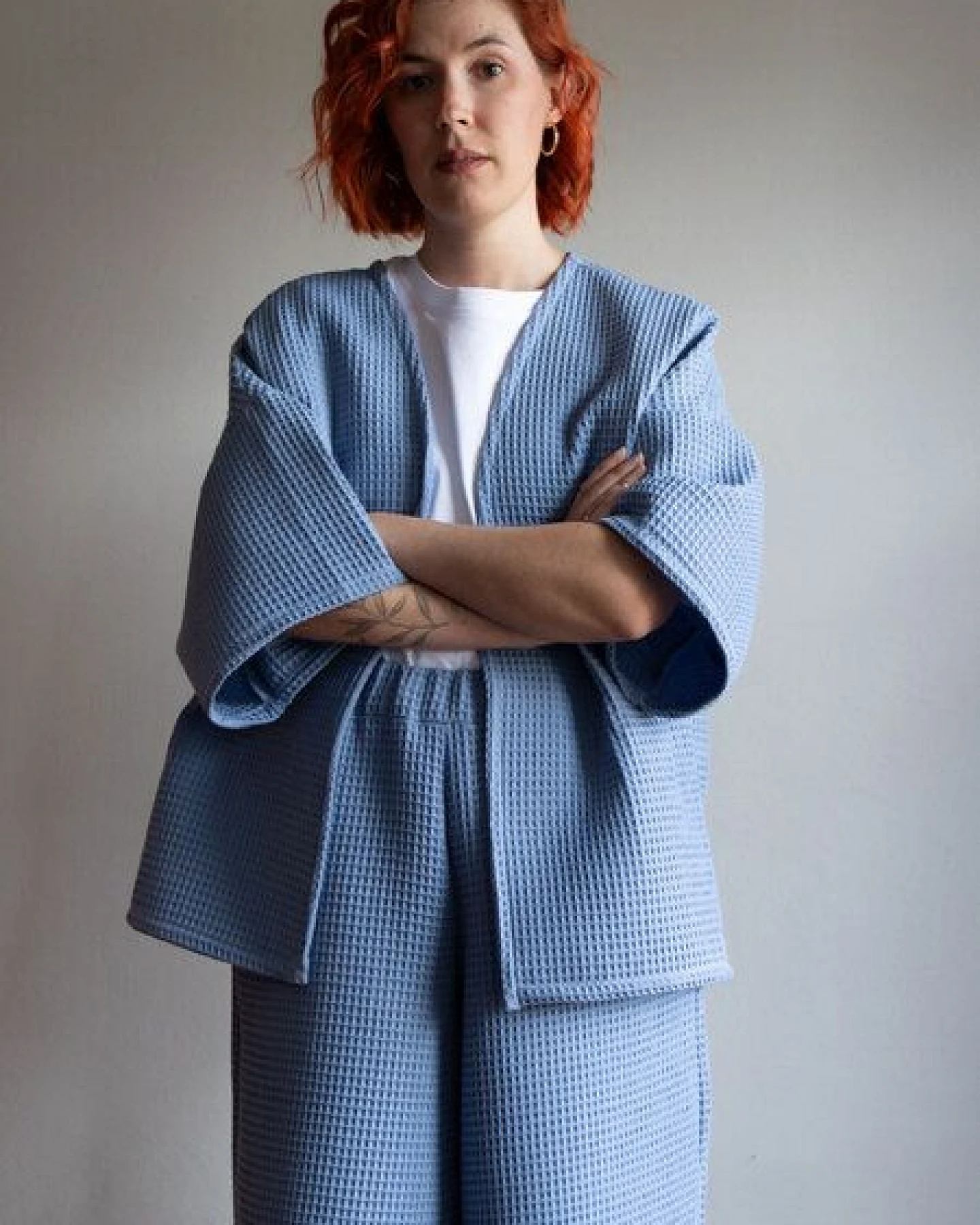 Ecostories Oversize Kimono Waffel – Ansicht 4