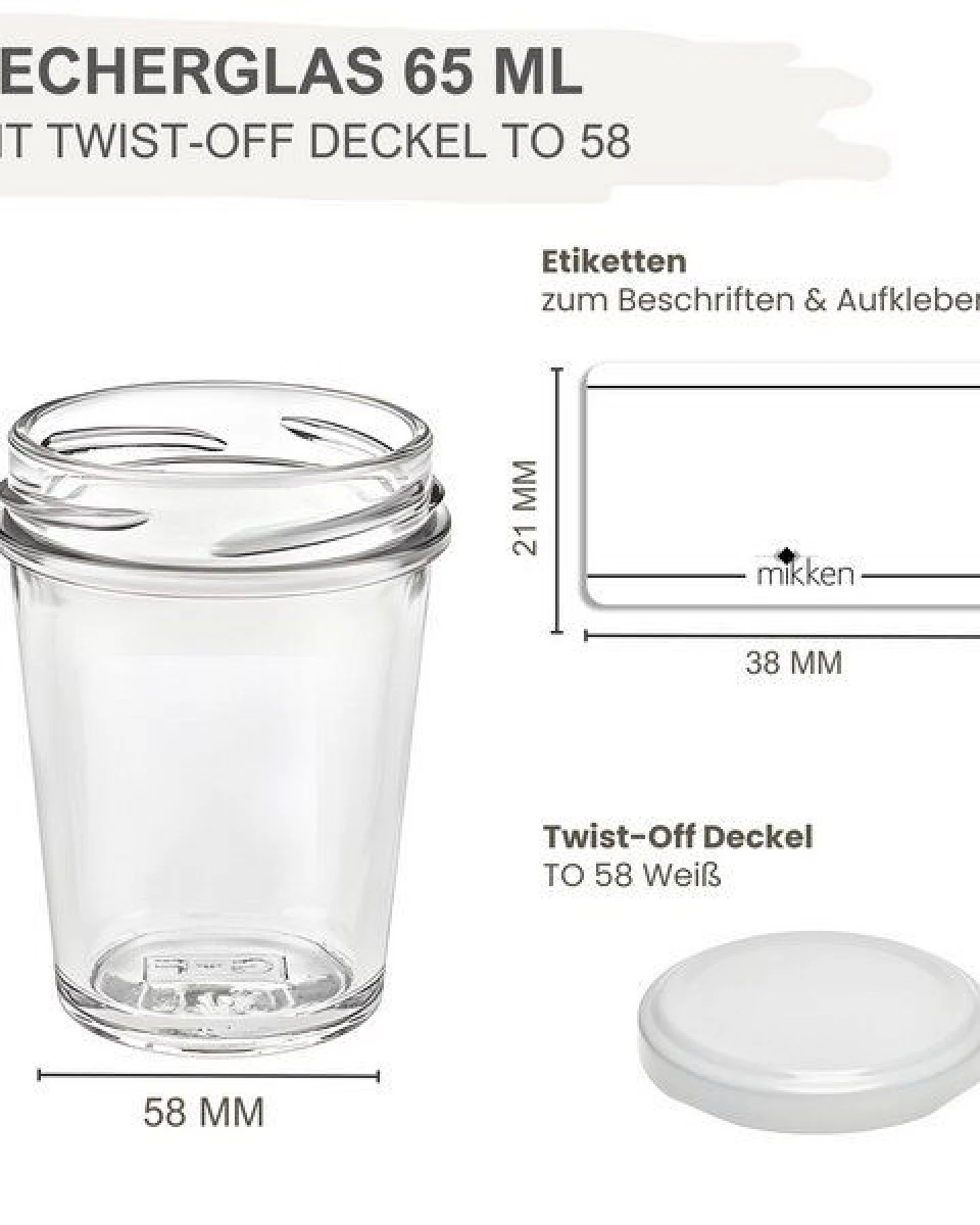 mikken 100 kleine Dessertgläser 65ml kleine Einmachgläser mit Schraubdeckel – Ansicht 3