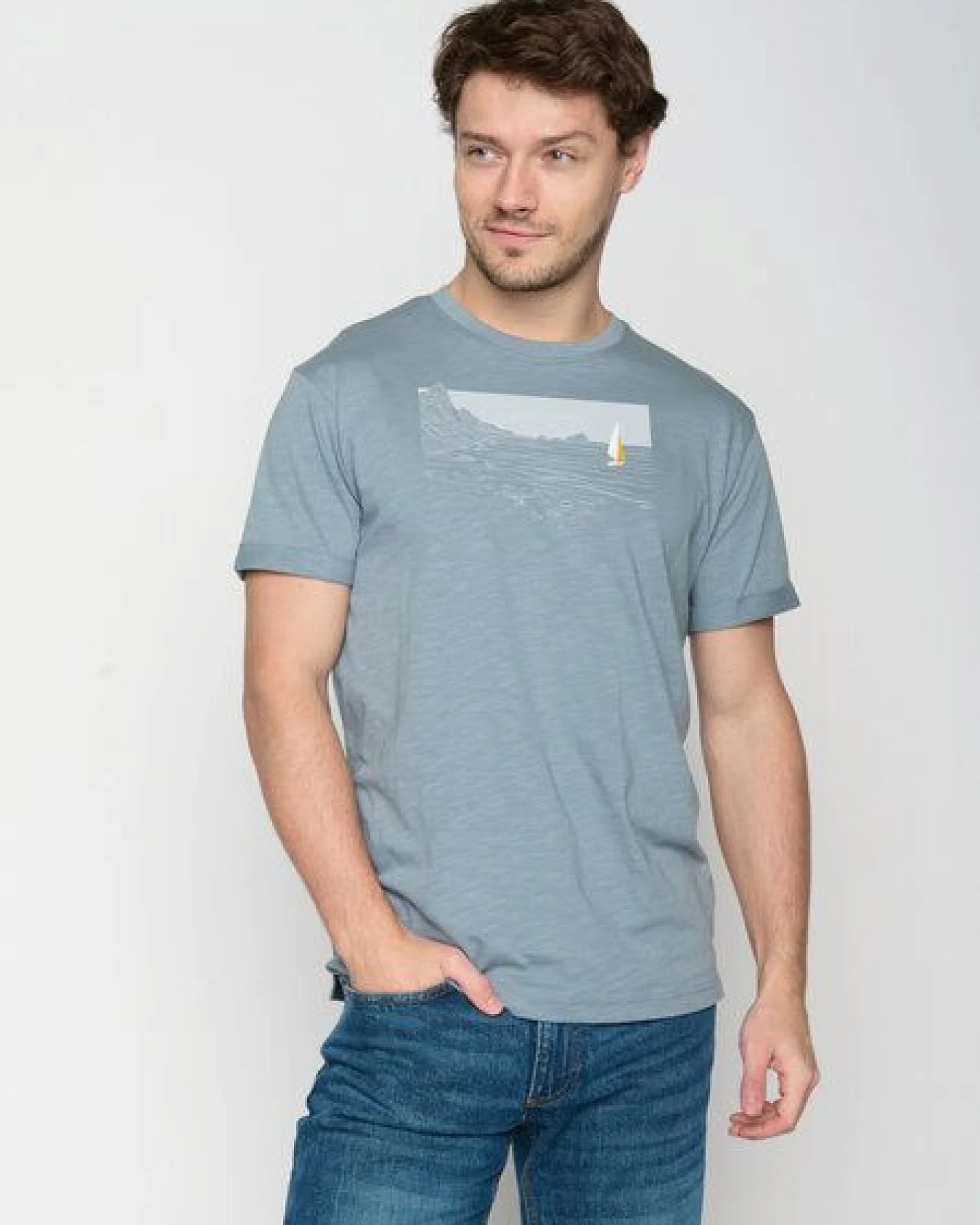 GREENBOMB Nature Cliffsail Roll - Lässiges T-Shirt aus Bio-Baumwoll Mix / hochwertiger Print / GOTS / Fair & Vegan – Ansicht 2