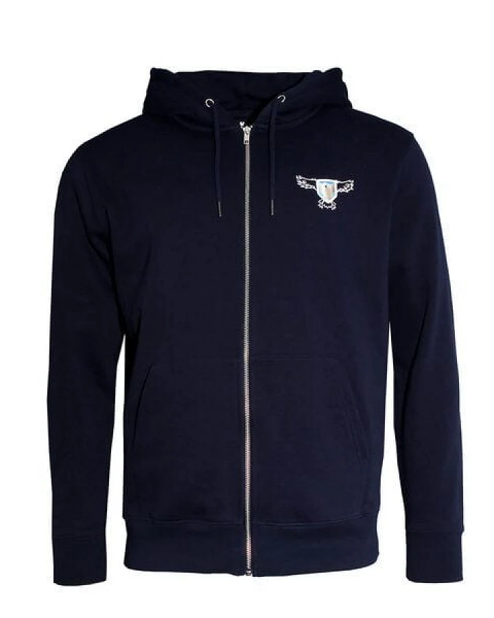 FÄDD Herren Sweatjacke Bio-Baumwolle "Meins PäP Print änd Pätsch" Navy Blau