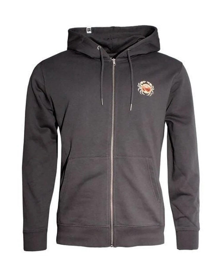 Produktseite: FÄDD Herren Sweatjacke Bio-Baumwolle "Kräbbs PäP Print änd Pätsch" Grau