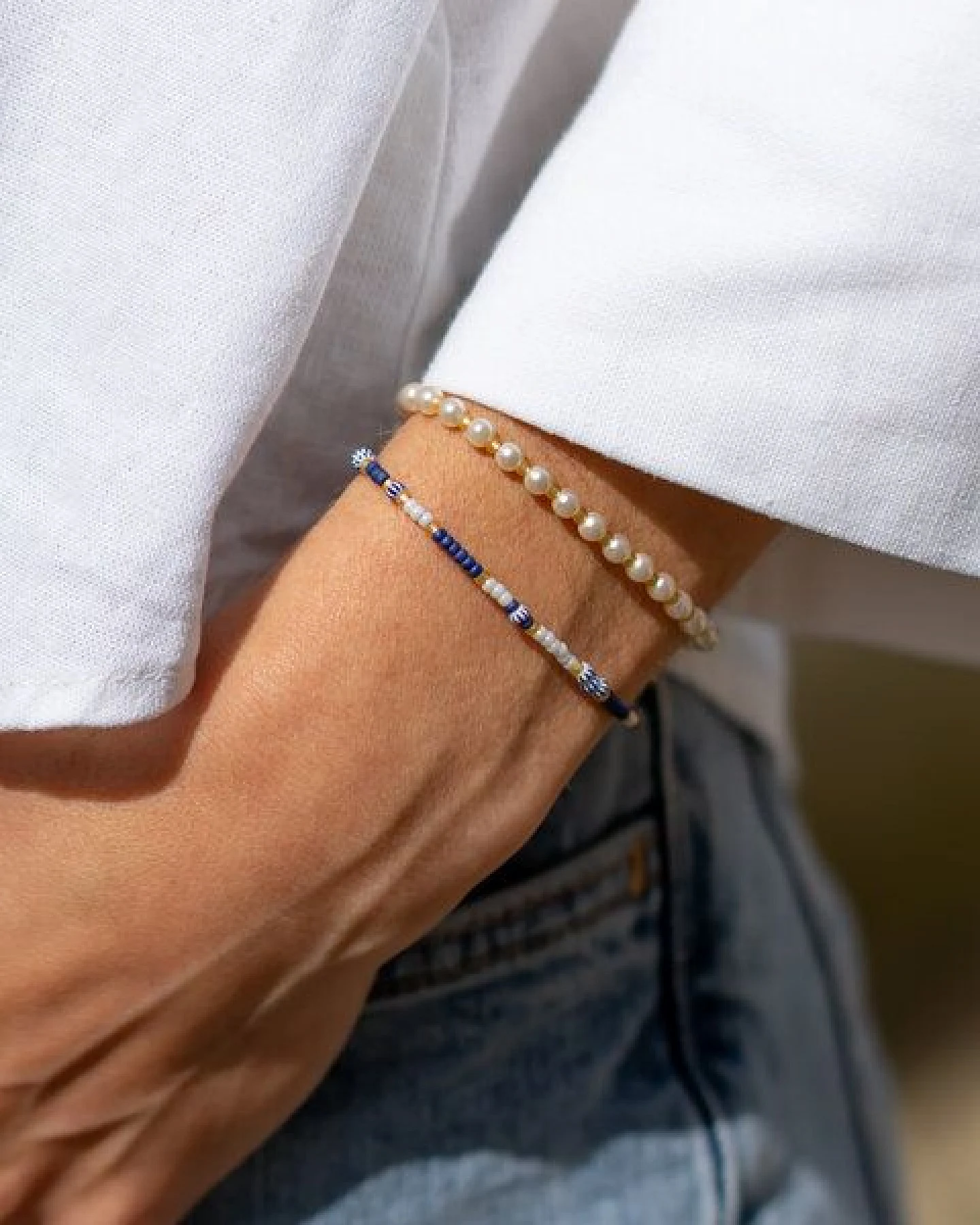 juni Perlenarmbänder Set "Hamptons" - maritim, elegant, vegan - handgemacht in Deutschland – Ansicht 2