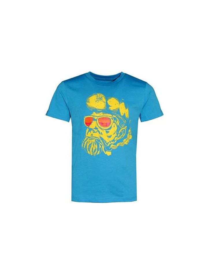 FÄDD Kinder T-Shirt Rundhals aus Bio-Baumwolle "Neon Hippster Hans" Blau