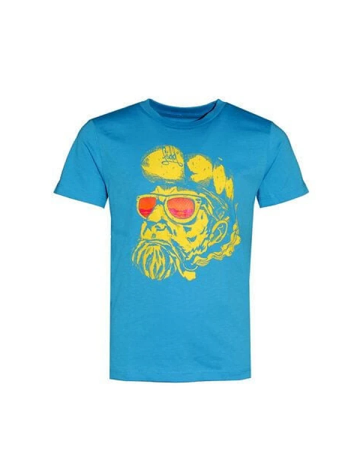 FÄDD Kinder T-Shirt Rundhals aus Bio-Baumwolle "Neon Hippster Hans" Blau