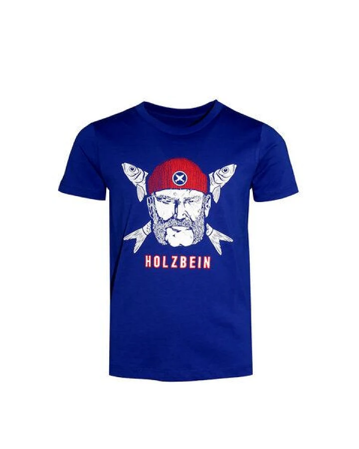 Kinder T-Shirt Rundhals Bio-Baumwolle "Holzbein Kidz" Blau von Fädd