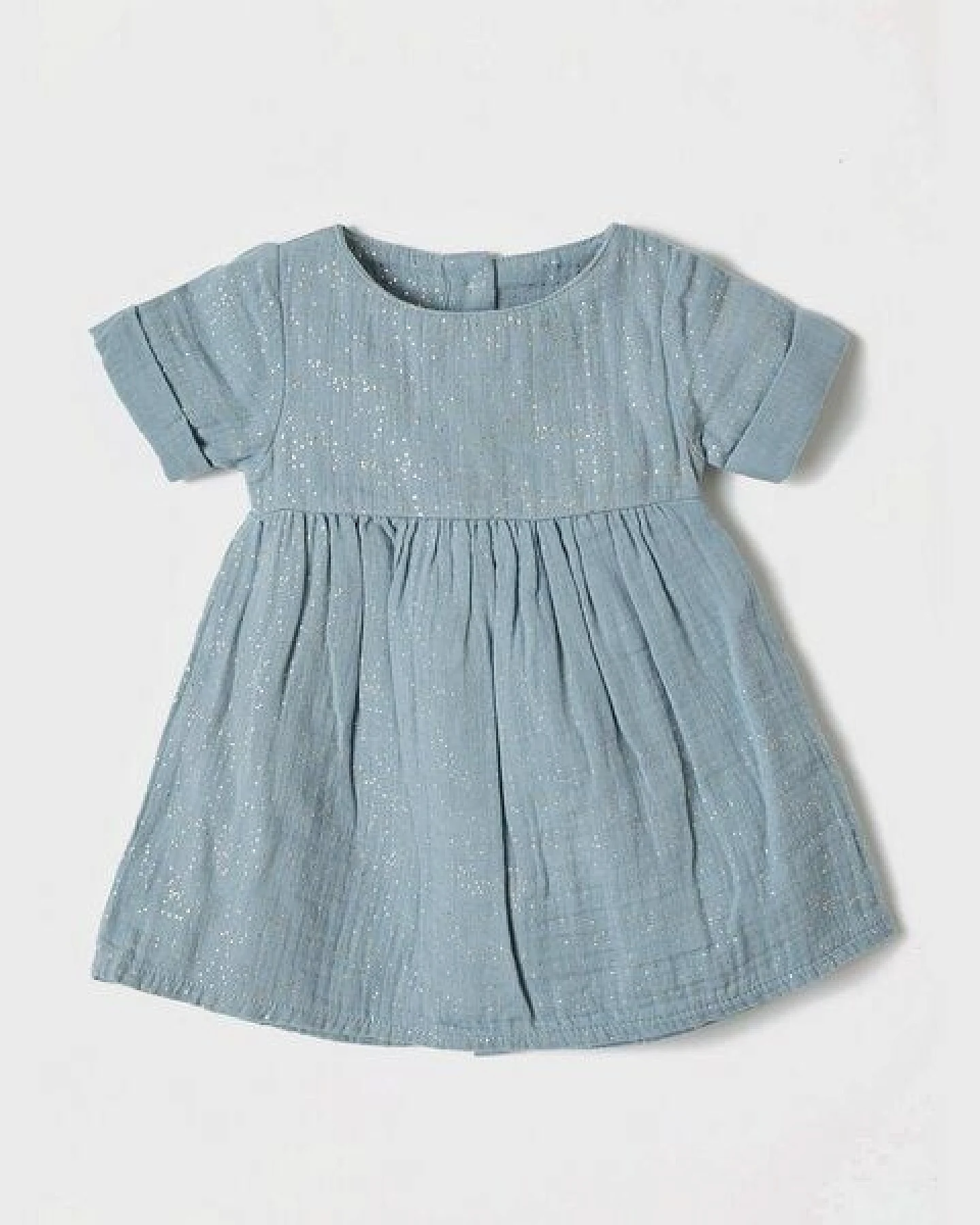 OrganicEra Kurzärmeliges Bio-Musselin-Kleid mit Glitzer – Ansicht 3