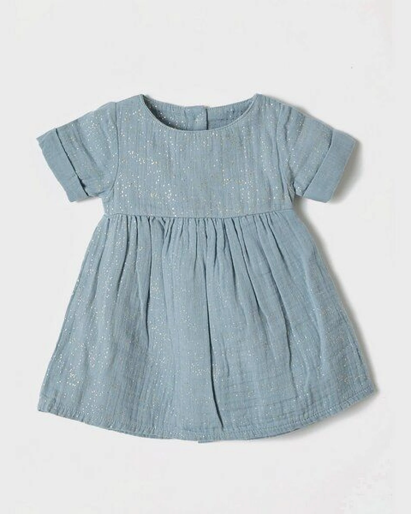 OrganicEra Kurzärmeliges Bio-Musselin-Kleid mit Glitzer – Ansicht 3