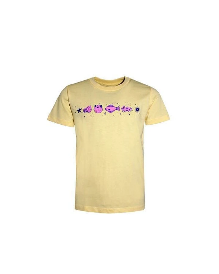 Kinder T-Shirt Rundhals Bio-Baumwolle "Fischgedöns (Kidz)" Gelb Fädd